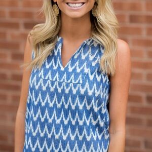 J. Crew Blue and White Patterned Top